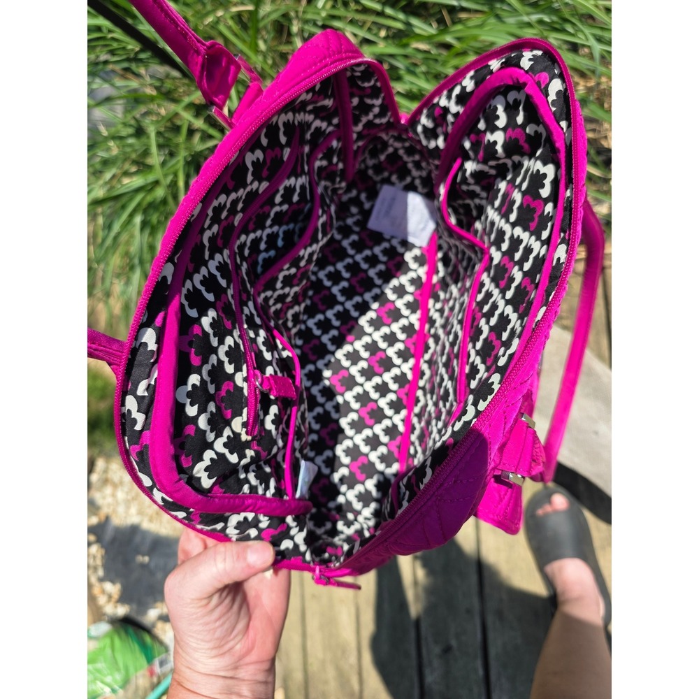 Vera Bradley Magenta Pink Quilted Microfiber Shoulder Bag Turn Lock Handbag - Picture 7 of 10